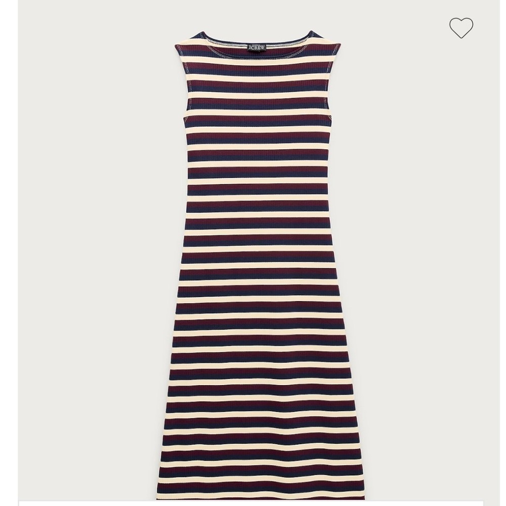 NEW J.Crew Ribbed Knit Sleeveless Midi Dress Striped Navy Burgundy S 90s y2k